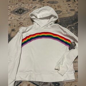 Crewcuts adorable rainbow White Hoodie, size 10